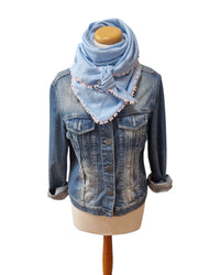 Dreieckstuch Damen Mireille, Schal Damen,  Leinenschal,  hellblau