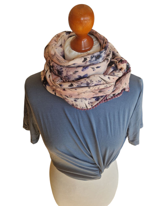 Dreieckstuch Damen Celine , Schal Dame,  Musselinschal,  rosé, hellblau, grau, Blumen