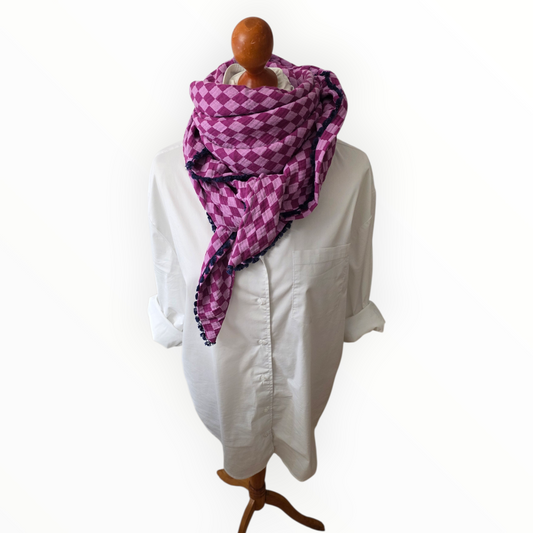 Dreieckstuch Damen Julie, Schal Damen,  Musselintuch, rosa, beeren