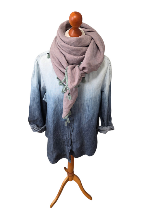 Dreieckstuch Damen Sarah, Schal Damen, Leinenschal, rose' meliert