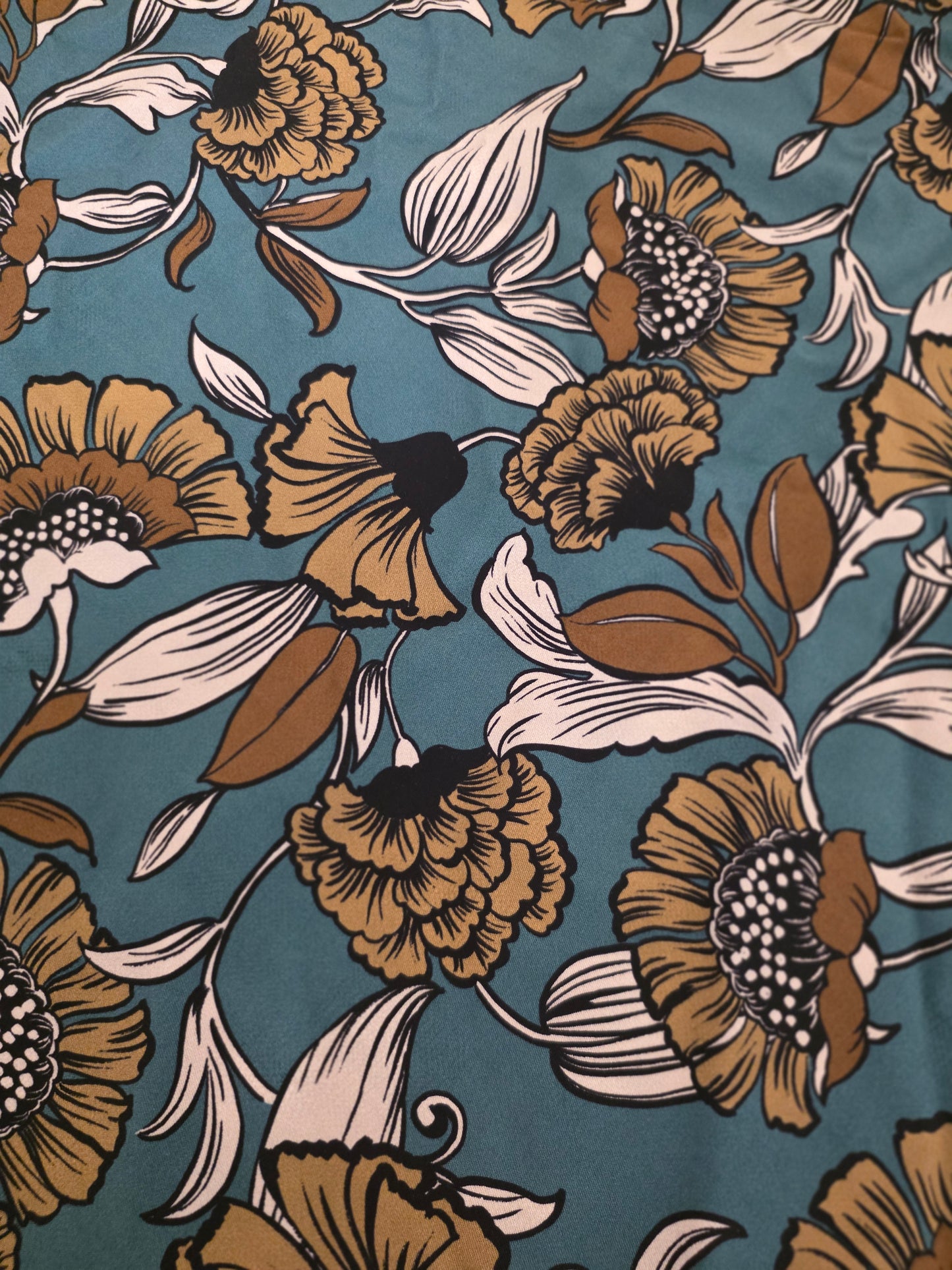 Dreieckstuch Damen Ramona, Schal Damen, Dunkelmint, Braun, Blumen