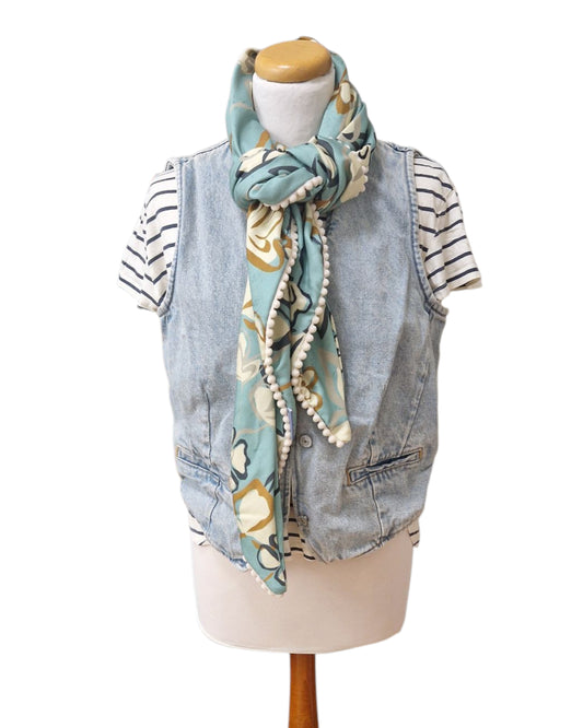 Dreieckstuch Damen,  Schal Damen,  mintgrün,  offwhite,  camel