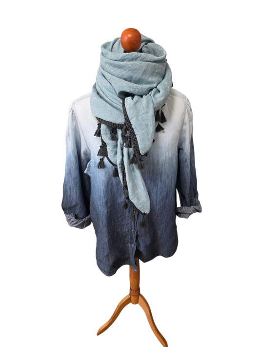 Dreieckstuch Damen Orietta, Schal Damen,  Leinenschal,  dunkelmint