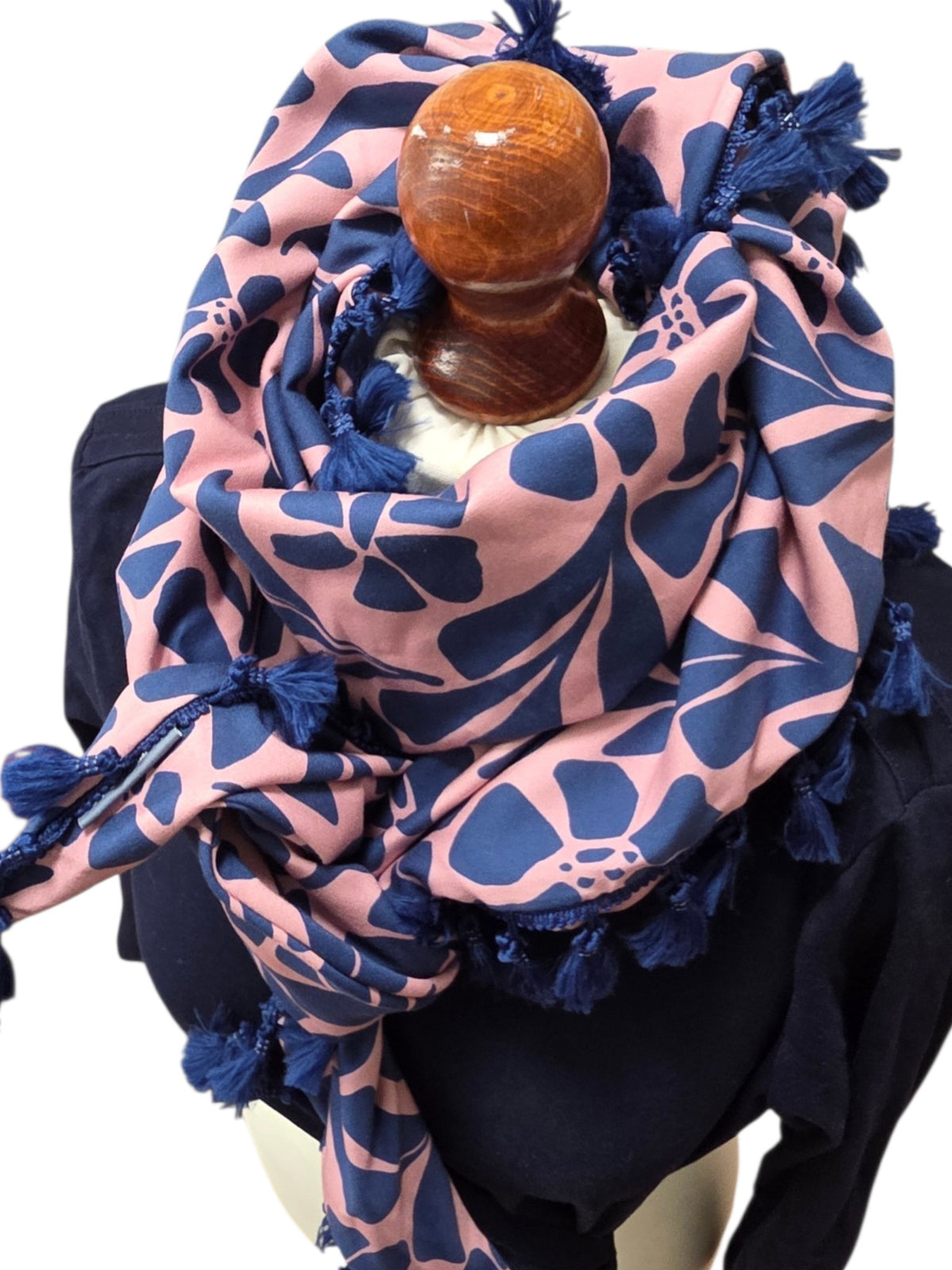 Dreieckstuch Damen Ariella, Schal Damen, Blumen, altrosa, blau