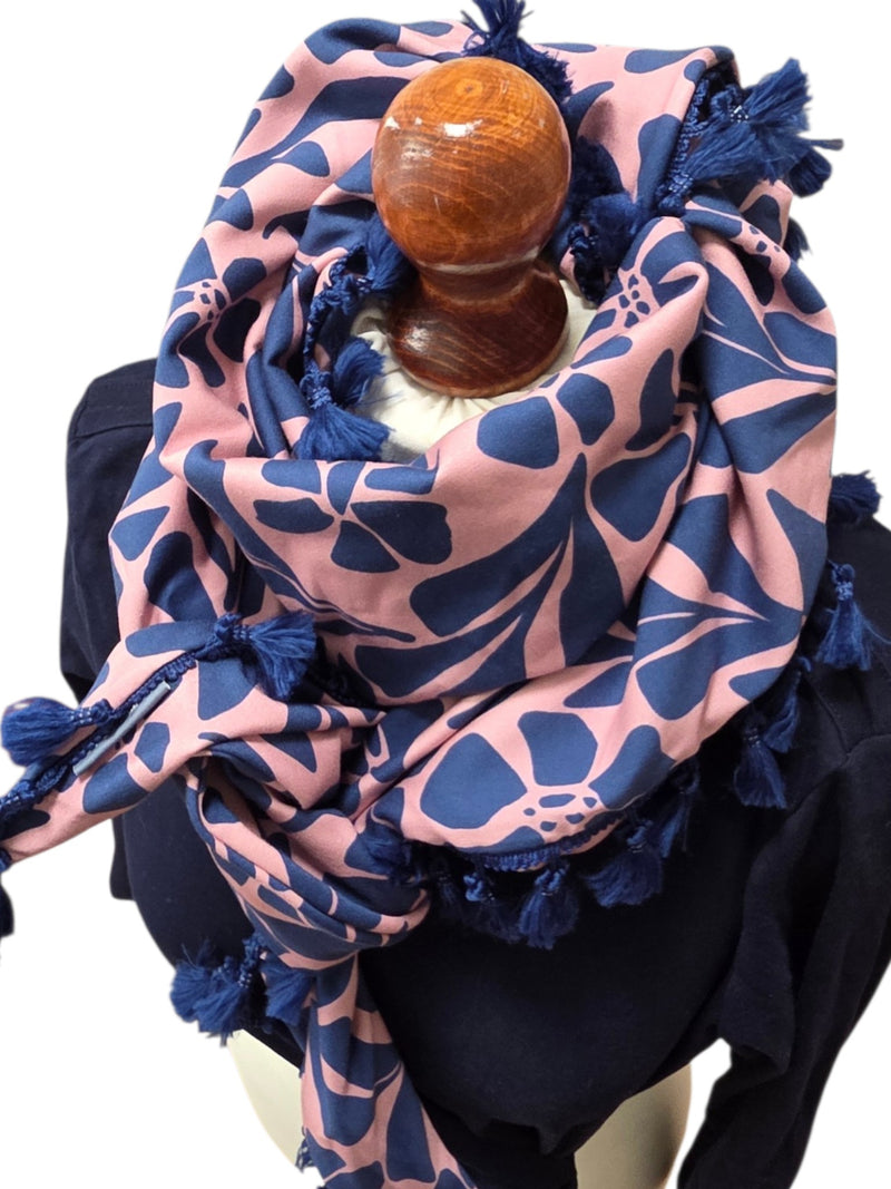 Dreieckstuch Damen Ariella, Schal Damen, Blumen, altrosa, blau