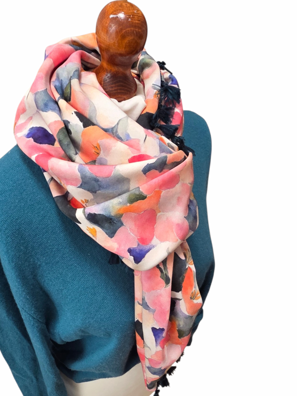 Dreieckstuch Damen Donna, Schal Damen, Blumen, rosa, marineblau, olivegrün, petrolgrün