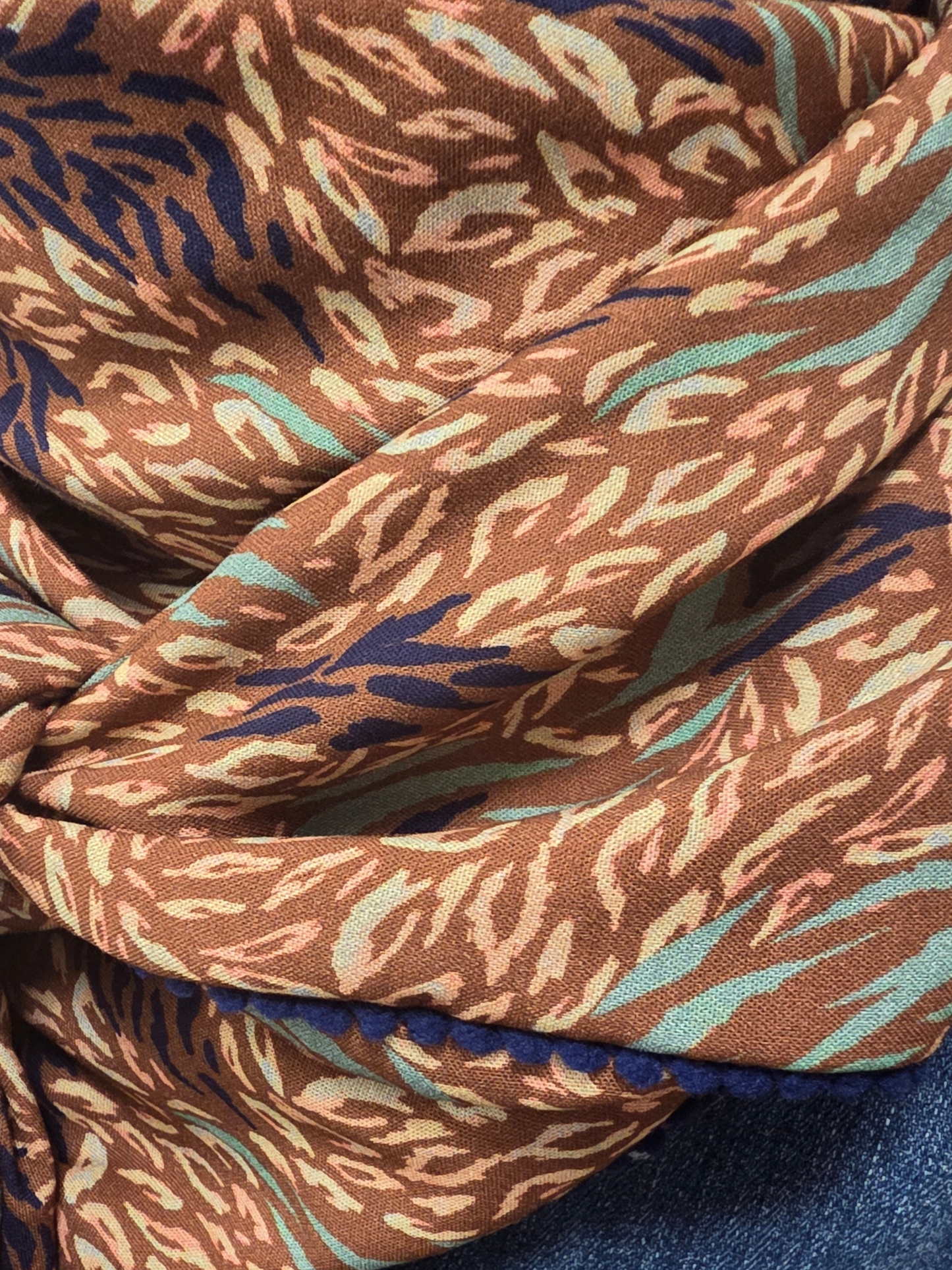 Dreieckstuch Damen Melina, Schal Damen,  braun, mint, peach, marineblau