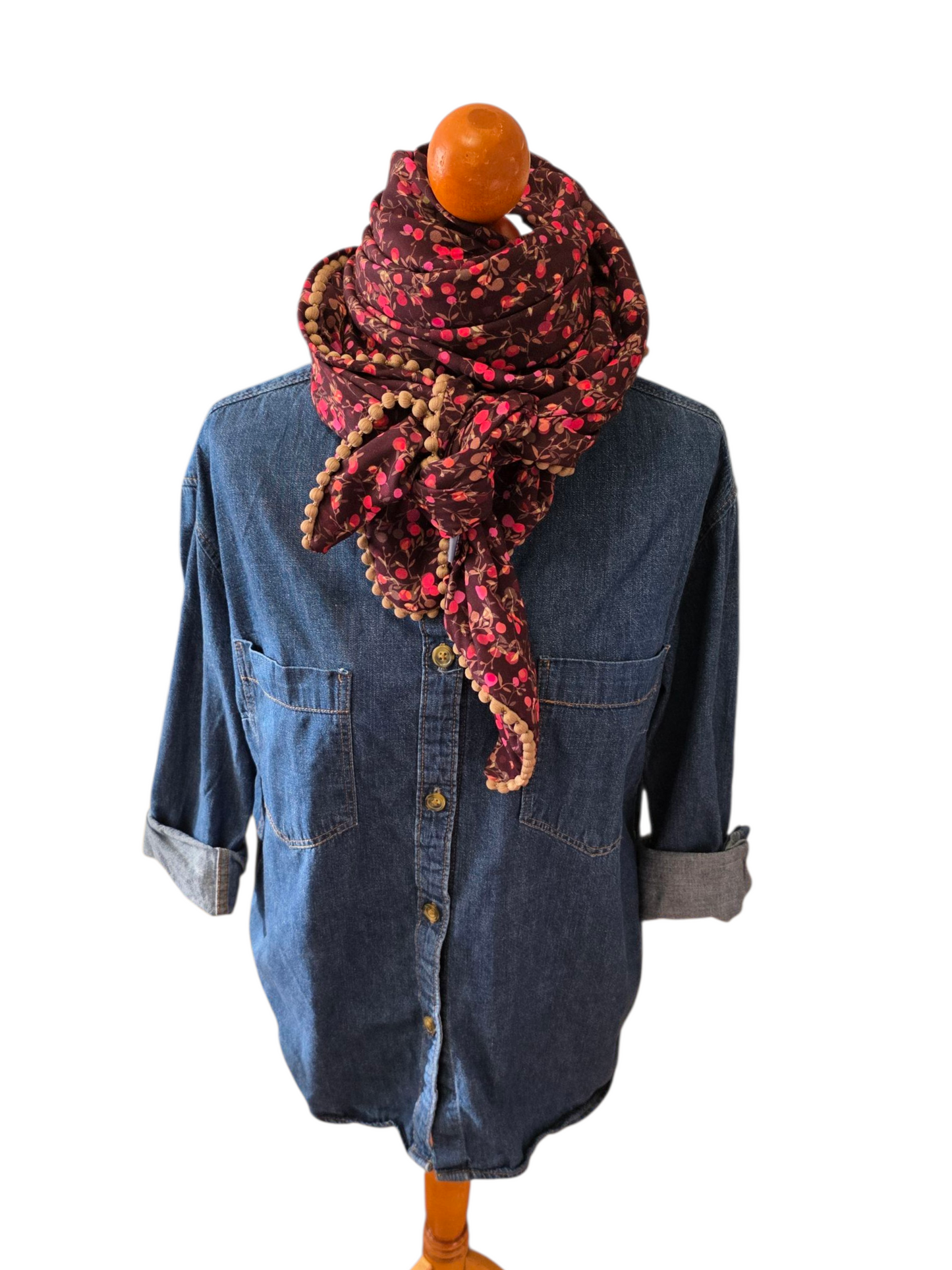 Dreieckstuch Damen Paula, Schal Damen,  bordeaux, pink, braun