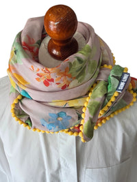 Dreieckstuch Damen Selvaggia,  Schal Damen, Blumen, rosa, vanille, grün, türkis