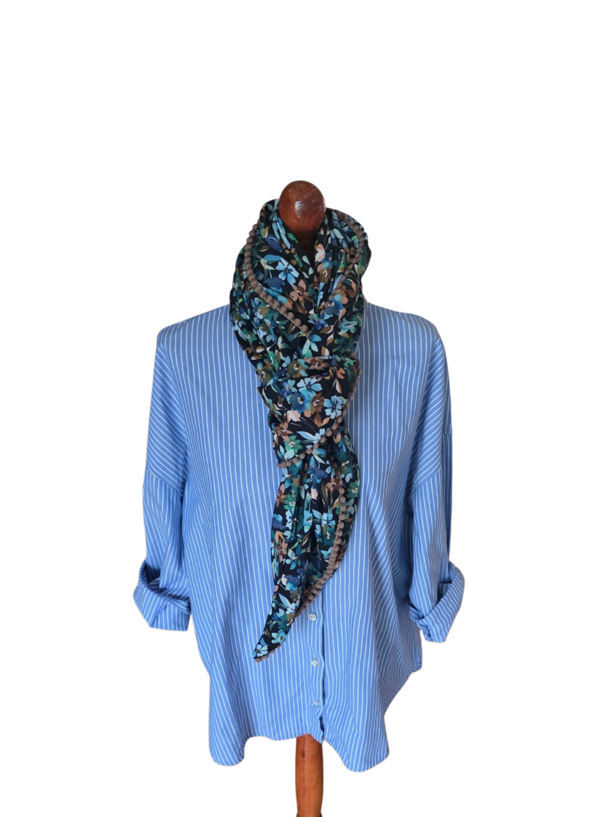 Dreieckstuch Damen Fabrizia, Schal Damen,  Blumen,  hellblau,  marineblau,  grün,  braun