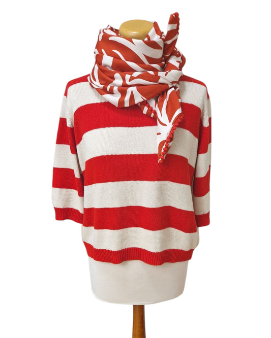 Dreieckstuch Damen Moira, Schal Damen,  rot offwhite