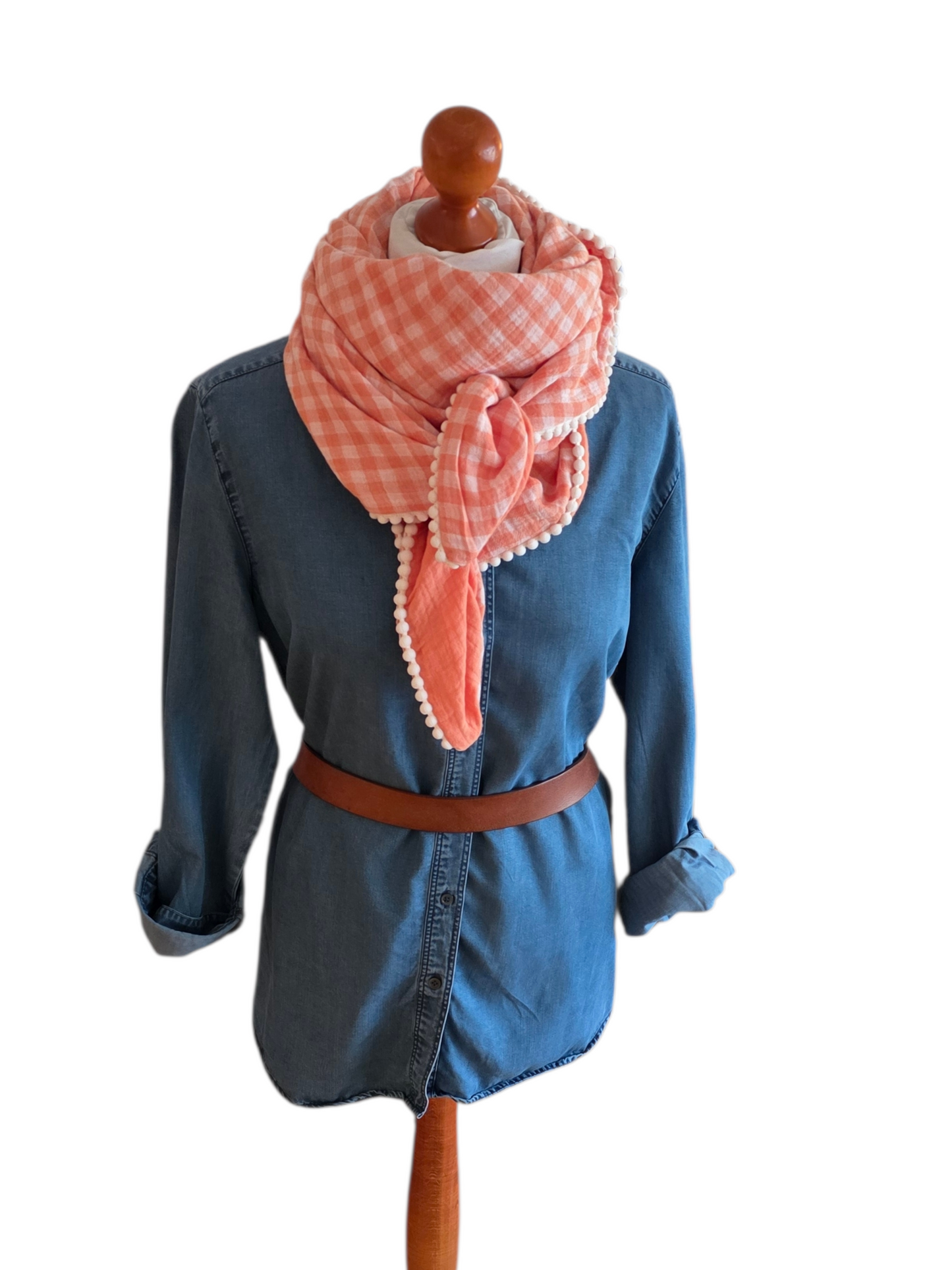 Dreieckstuch Damen Eline, Schal Damen, Musselintuch, offwhite/apricot