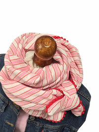 Dreieckstuch Damen Selina, Schal Damen, Musselinschal,  rosa, offwhite,  rot, Streifen