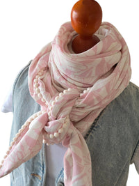 Dreieckstuch Damen Pamela, Schal Damen, Blumen, rosa, offwhite