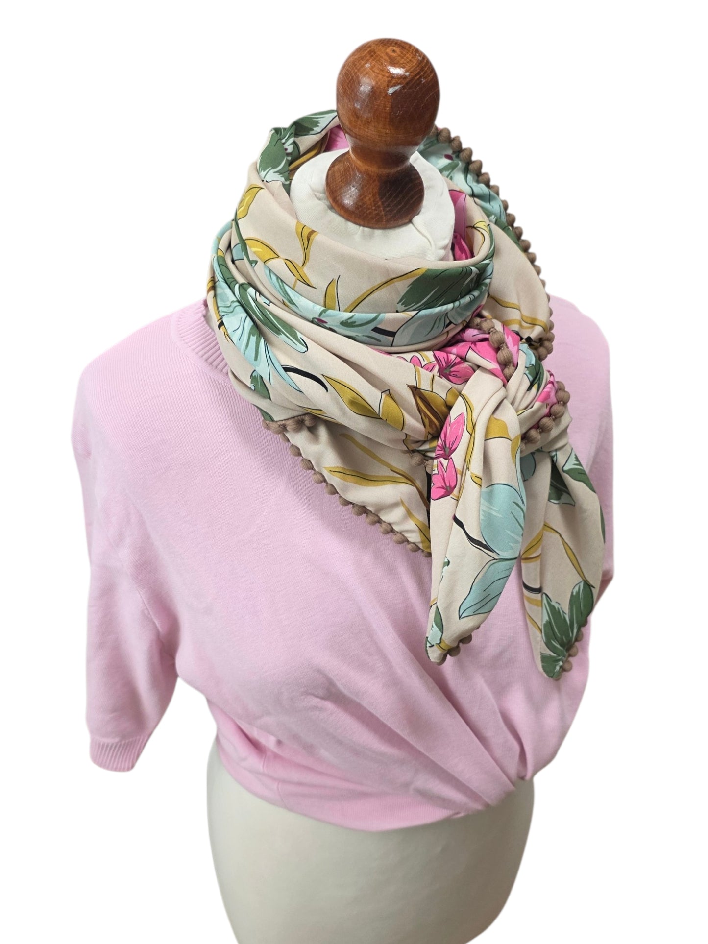 Dreieckstuch Damen Marianna, Schal Damen, Blumen, Pink, mint, beige, grün