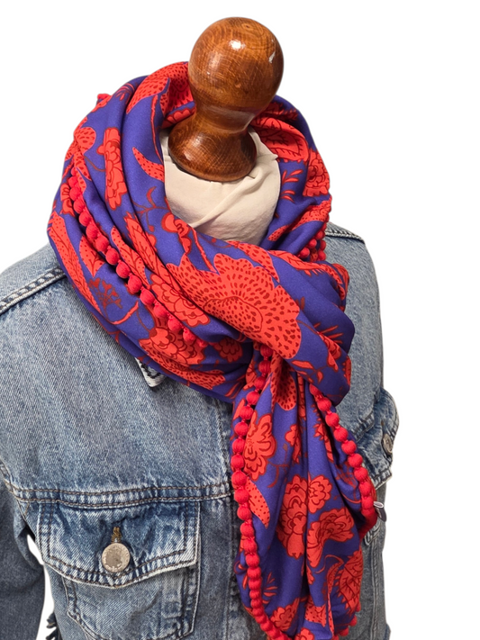 Dreieckstuch Damen Ilenia, Schal Dame, rot, royalblau