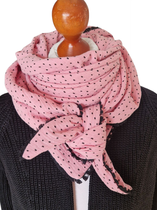 Dreieckstuch Damen,  Schal Damen,  Musselinschal,  altrosa, schwarz