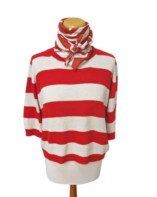 Kleines Dreieckstuch, rot - offwhite  - Bandana