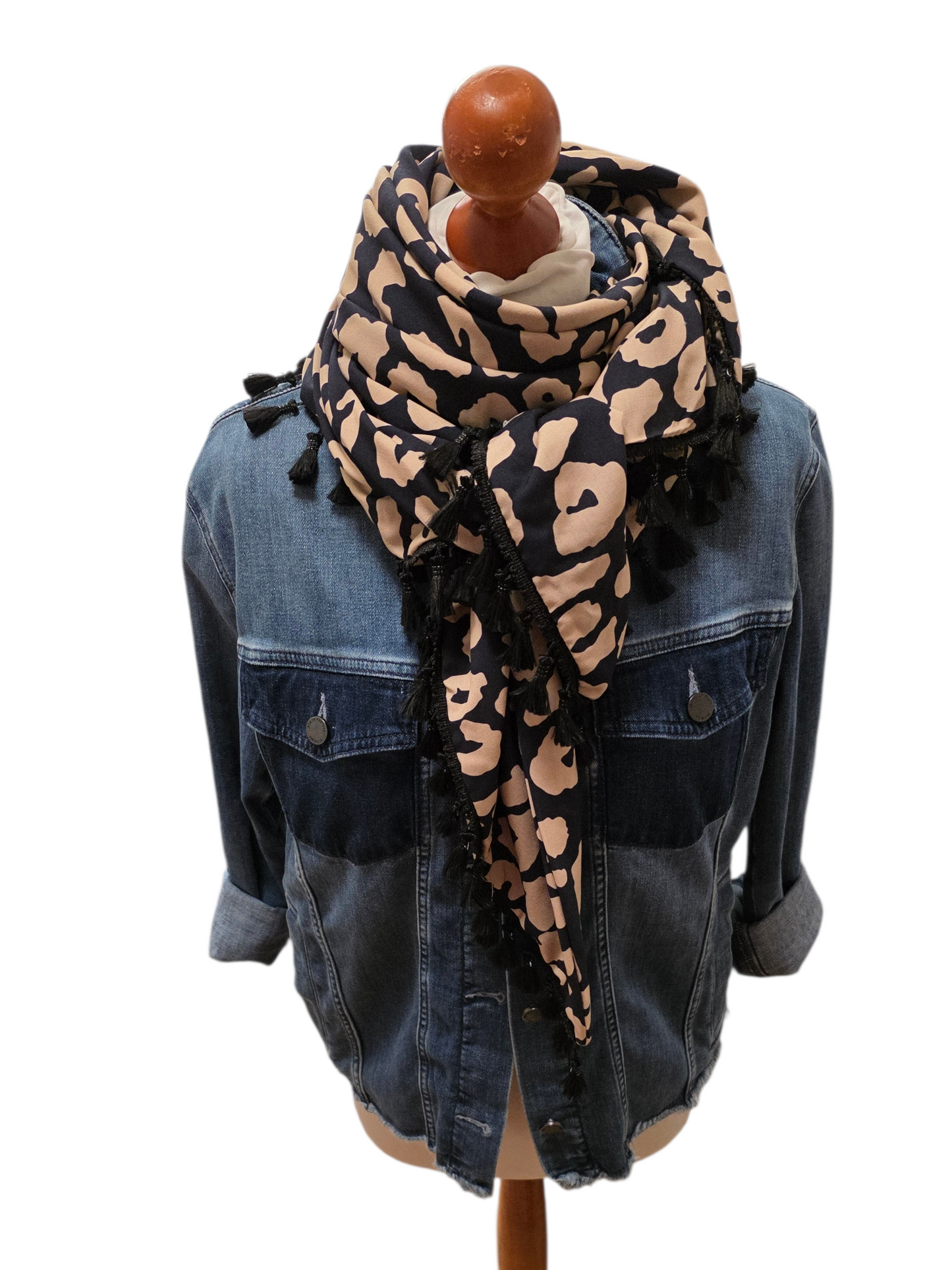 Dreieckstuch Damen Emma, Schal Damen, Leo, beige, schwarz