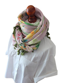 Dreieckstuch Damen Annina, Schal Damen, rosa, grün, türkis, vanille, Blumen