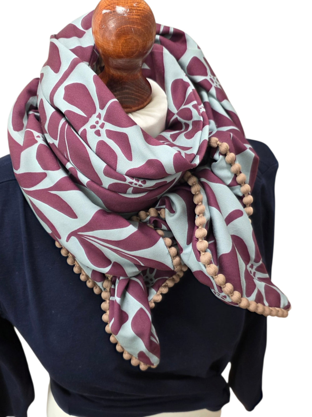 Dreieckstuch Damen Ada, Schal Damen, Blumen, mint-salbei-aubergine
