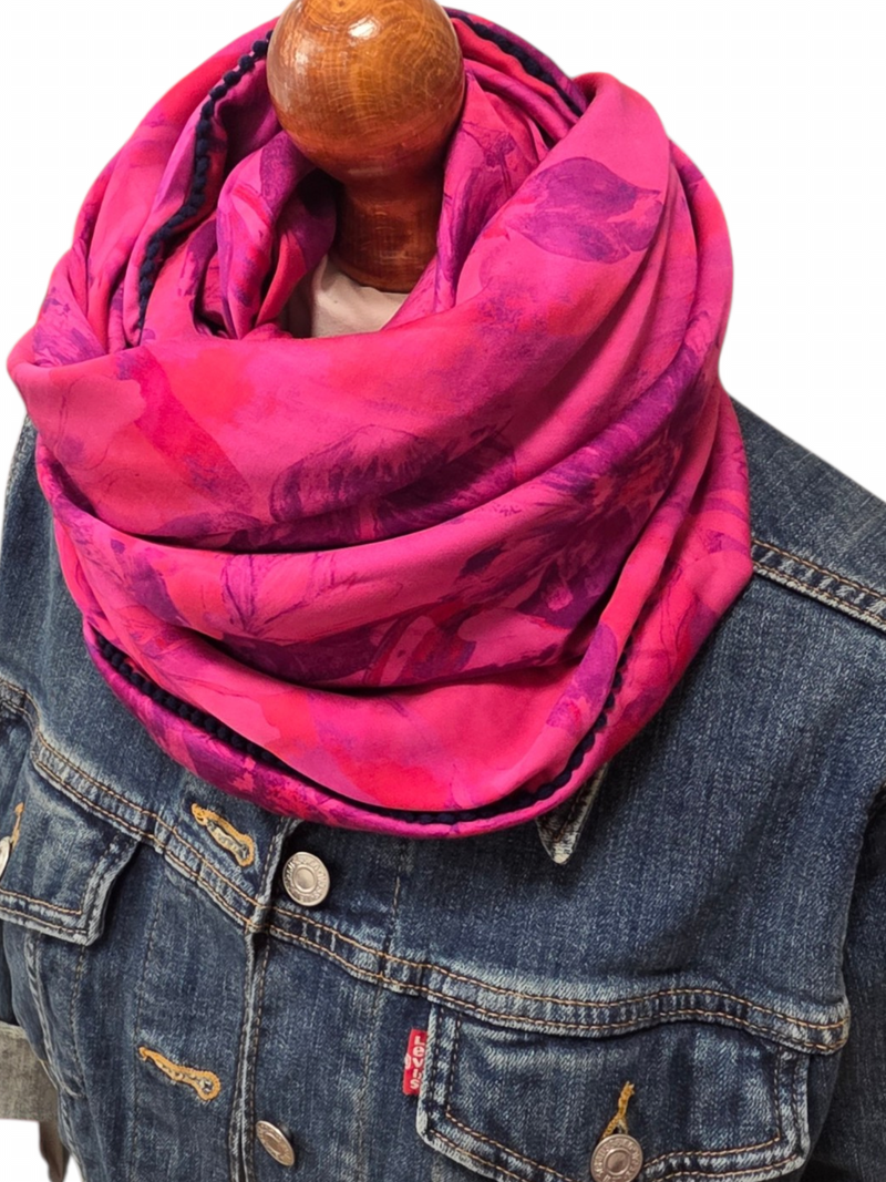 Dreieckstuch Damen Florinda, Schal Damen, pink, dunkellila, Blumen
