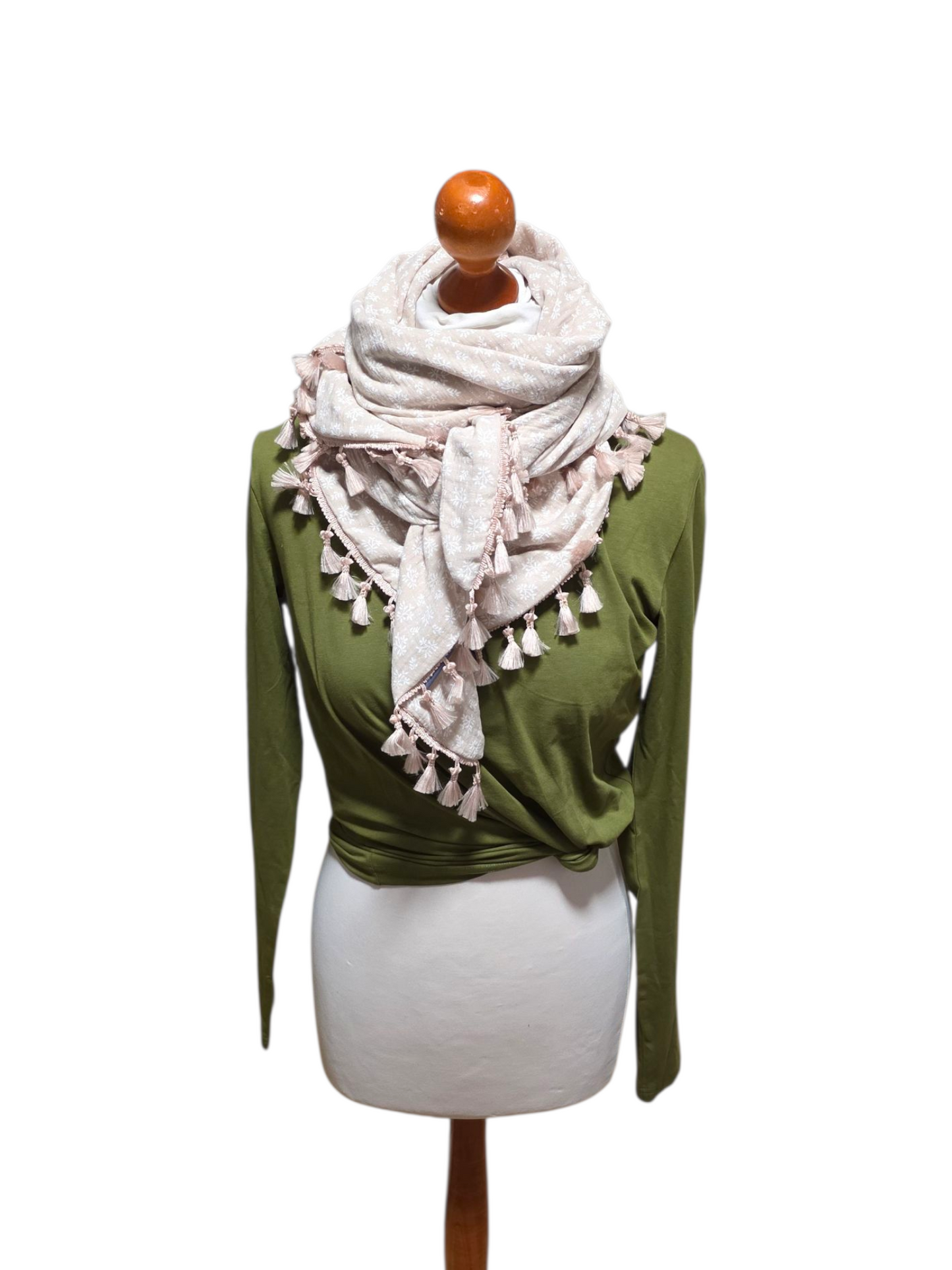 Dreieckstuch Damen Anne, Schal Damen,  Musselintuch,  beige, Blumen
