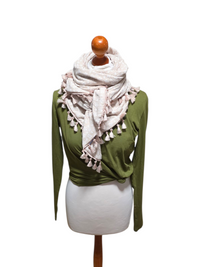 Dreieckstuch Damen Anne, Schal Damen,  Musselintuch,  beige, Blumen