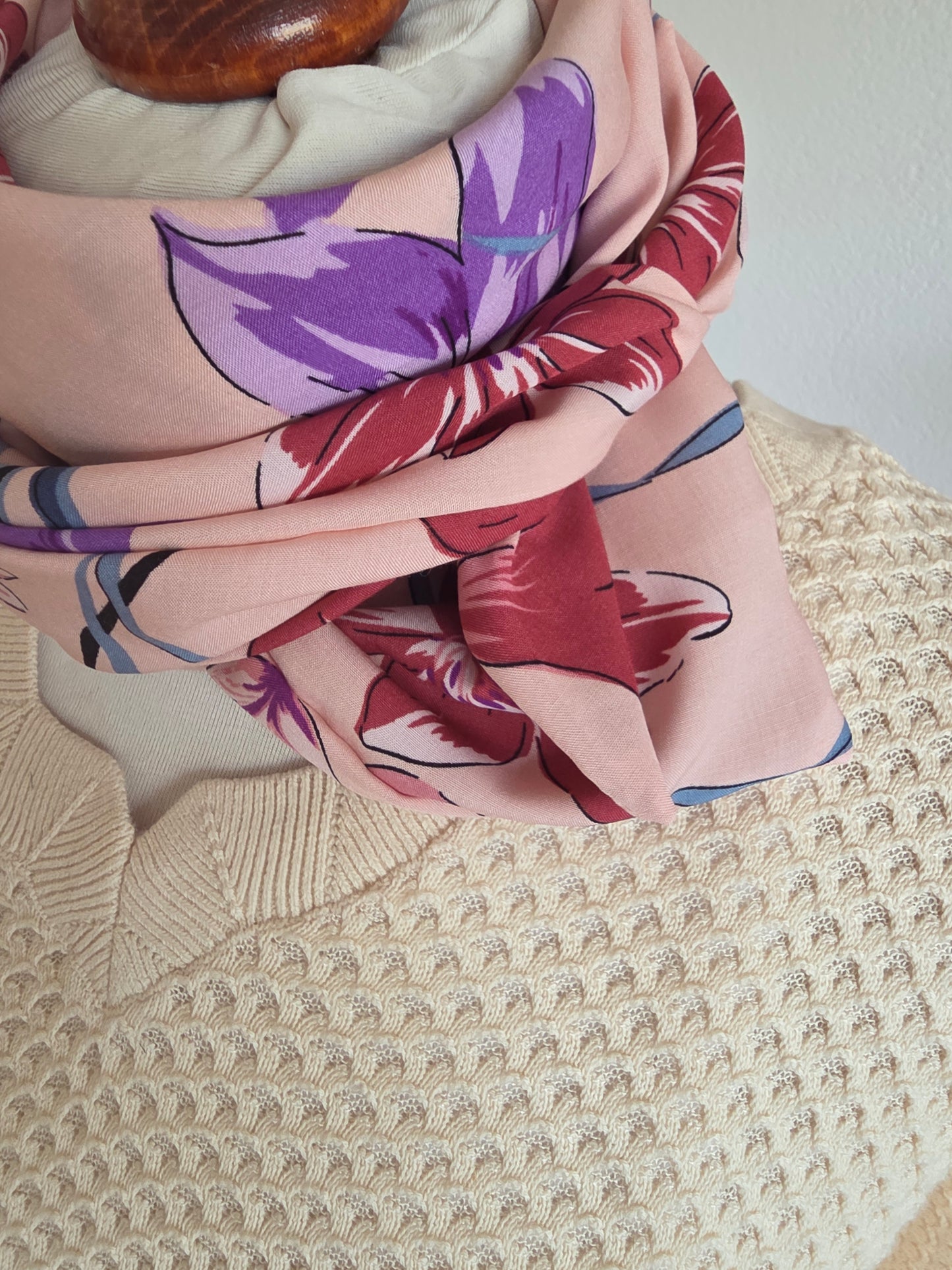 Dreieckstuch-Kleintuch Damen Elena, Schal Damen, Peach, Lila, Rost, grau, Blumen