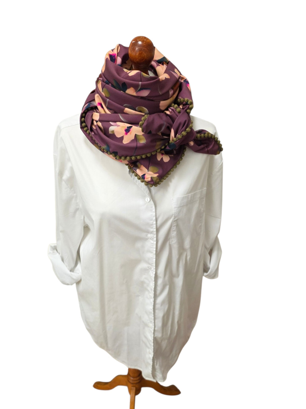 Dreieckstuch Damen Anouk, Schal Damen, Blumen, altrosa-marsala, nude, petrol, olivegrün
