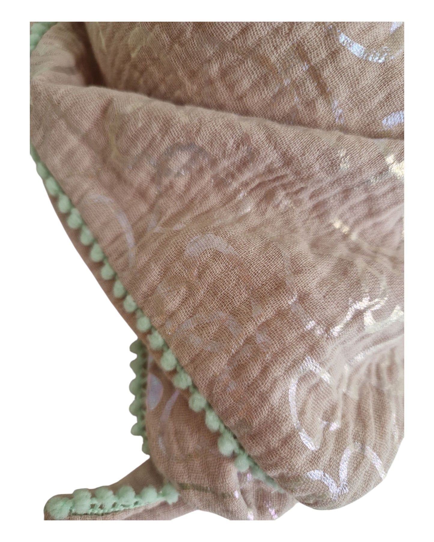 Kinderschal, Dreieckstuch,  Musselinschal,  rosa mit Glitzerherzen