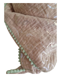 Kinderschal, Dreieckstuch,  Musselinschal,  rosa mit Glitzerherzen