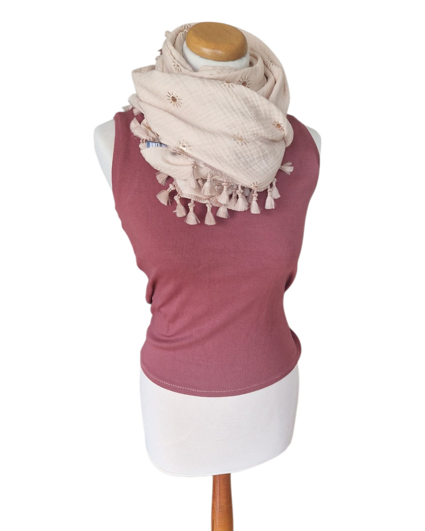 Dreieckstuch Damen Amelia, Schal Damen,  Musselinschal,  offwhite mit Glitzersonne