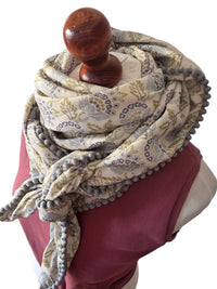 Dreieckstuch Damen Veronique, Schal Damen, ecru, lila, olivegrün