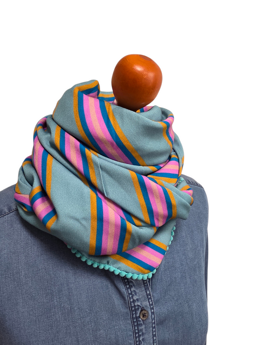 Dreieckstuch Damen Paula, Schal Damen,  Streifen,  mint, pink, blau, Senf, rose'
