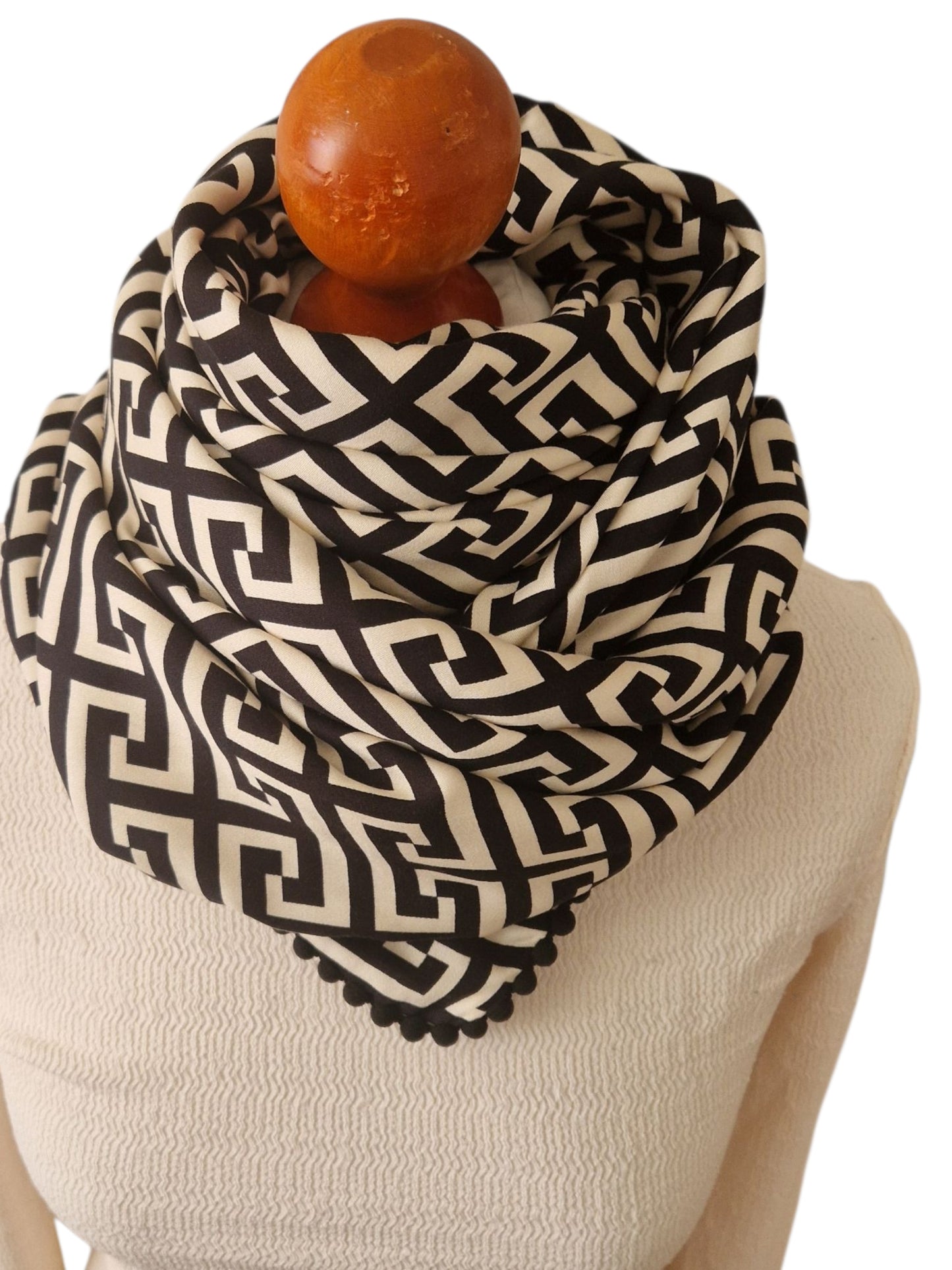 Dreieckstuch Damen Sarine, Schal Damen,  beige-schwarz