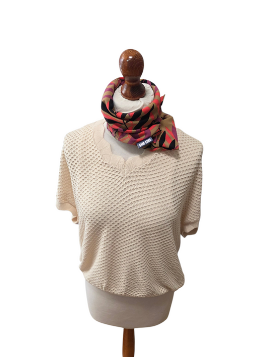 Dreieckstuch-Kleintuch Damen Savina, Schal Damen, beige, pink, orange, schwarz