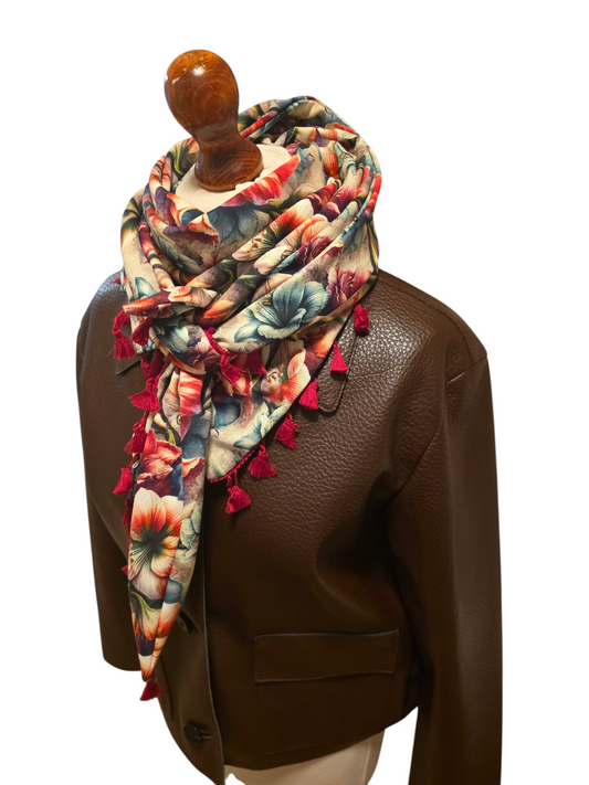 Dreieckstuch Damen Amina, Schal Damen, Blumen, Azaleen
