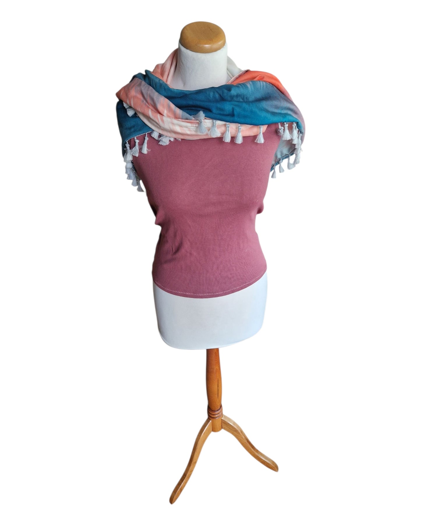 Dreieckstuch Damen Liana,  Schal Damen, Farbverlauf, rosa, hellblau, korall