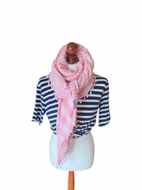 Dreieckstuch Damen Ida, Schal Dame,  kariert,  rosa/weiss