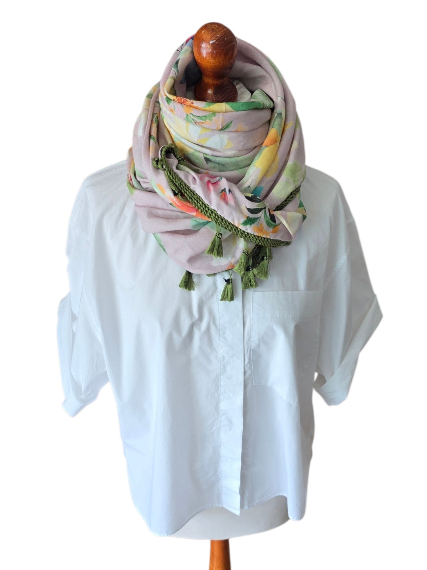 Dreieckstuch Damen Annina, Schal Damen, rosa, grün, türkis, vanille, Blumen