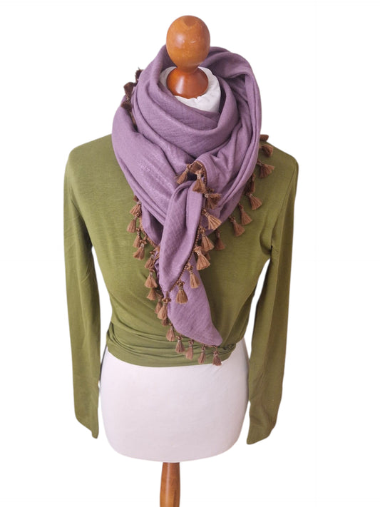 Dreieckstuch Damen Sonia, Schal Dame, Musselinschal,  glitzer, Aubergine