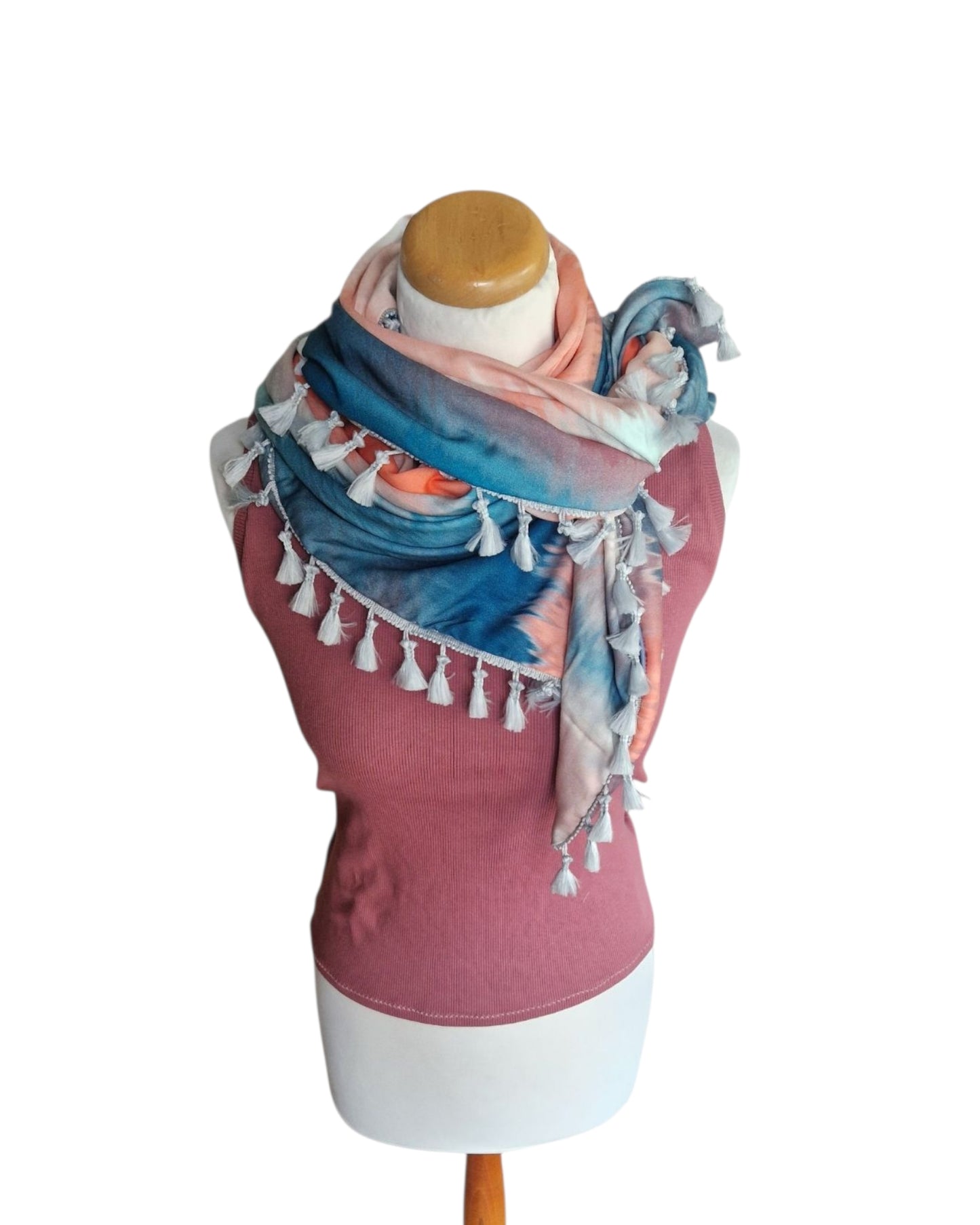 Dreieckstuch Damen Liana,  Schal Damen, Farbverlauf, rosa, hellblau, korall