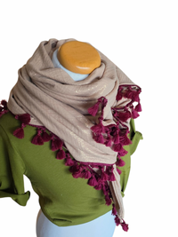 Dreieckstuch Damen Florinda, Schal Damen, Musselinschal, champagne, glitzer
