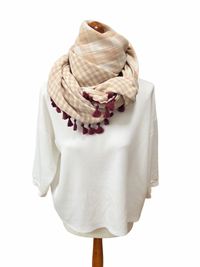 Dreieckstuch Damen Luna, Schal Damen,  Musselinschal,  kariert, beige-offwhite