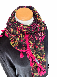 Dreieckstuch Damen Jasmine, Schal Damen, pink, schwarz, grün