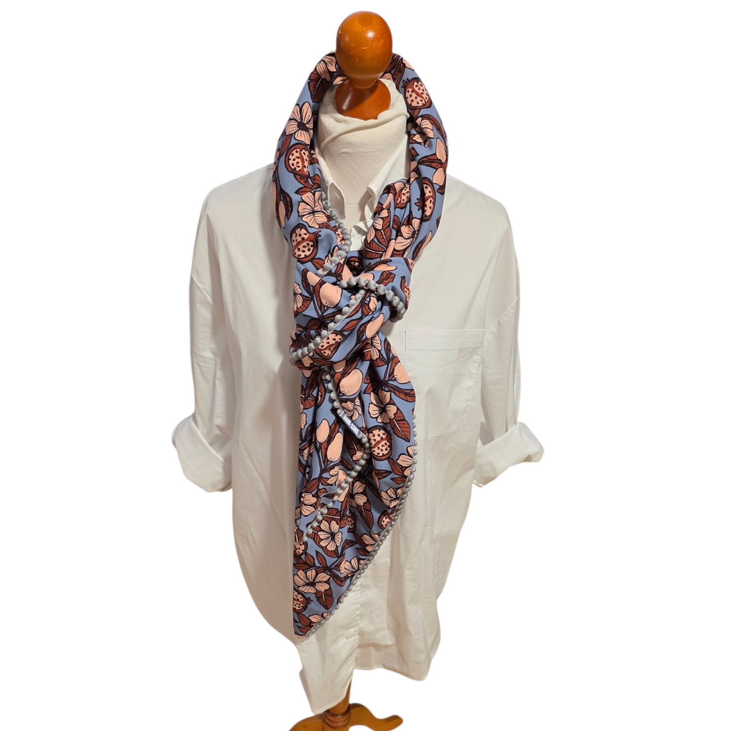 Dreieckstuch Damen Estelle, Schal Damen, taubenblau, rosa, terra