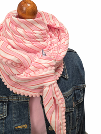 Dreieckstuch Damen Corinna, Schal Damen,  Musselinschal,  rosa, pink, offwhite, Streifen