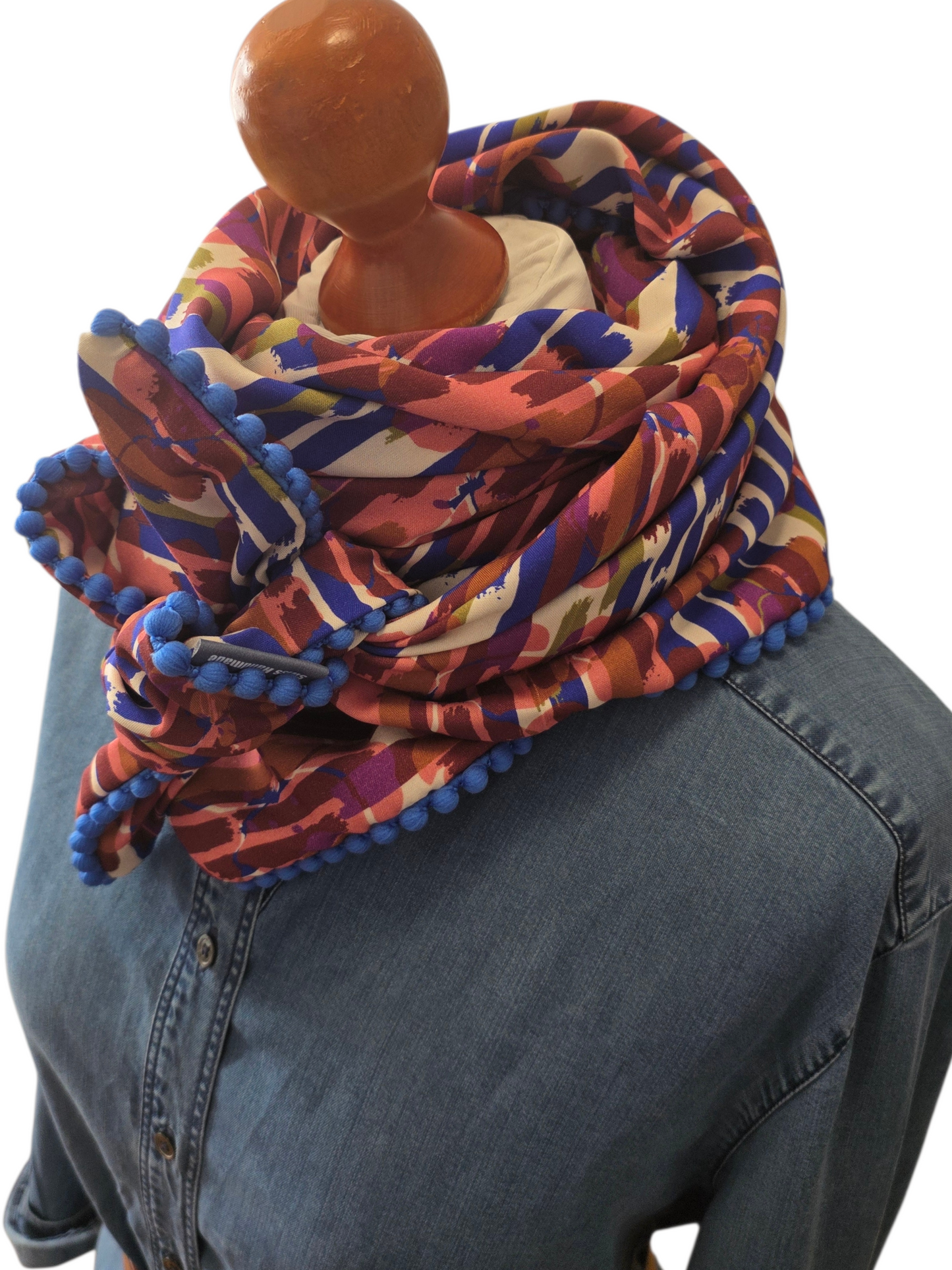 Dreieckstuch Damen Siria, Schal Damen,  royalblau, grün, braun, offwhite, peach