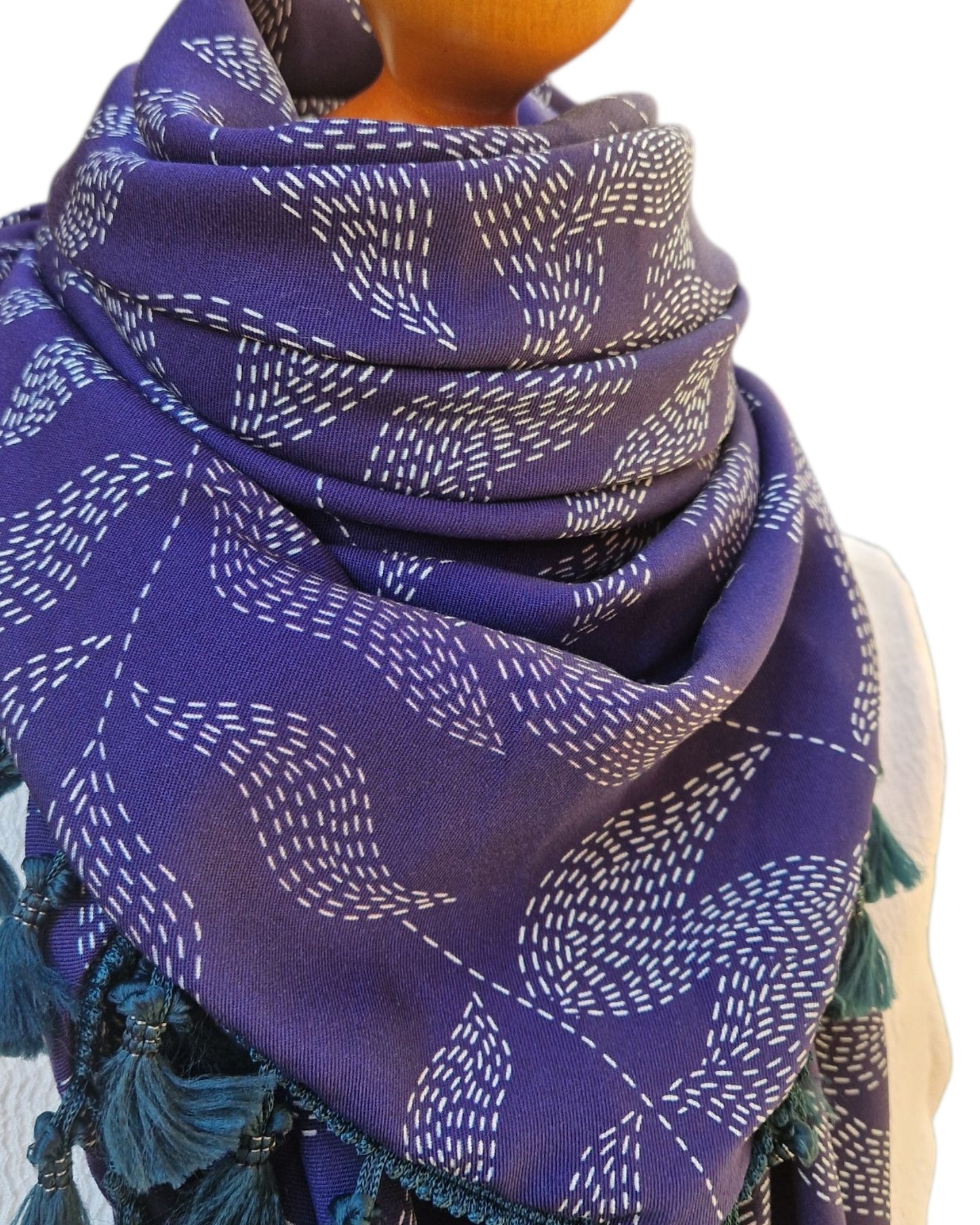 Dreiecktuch Damen Ivy, Schal Damen, dunkellila, ecru